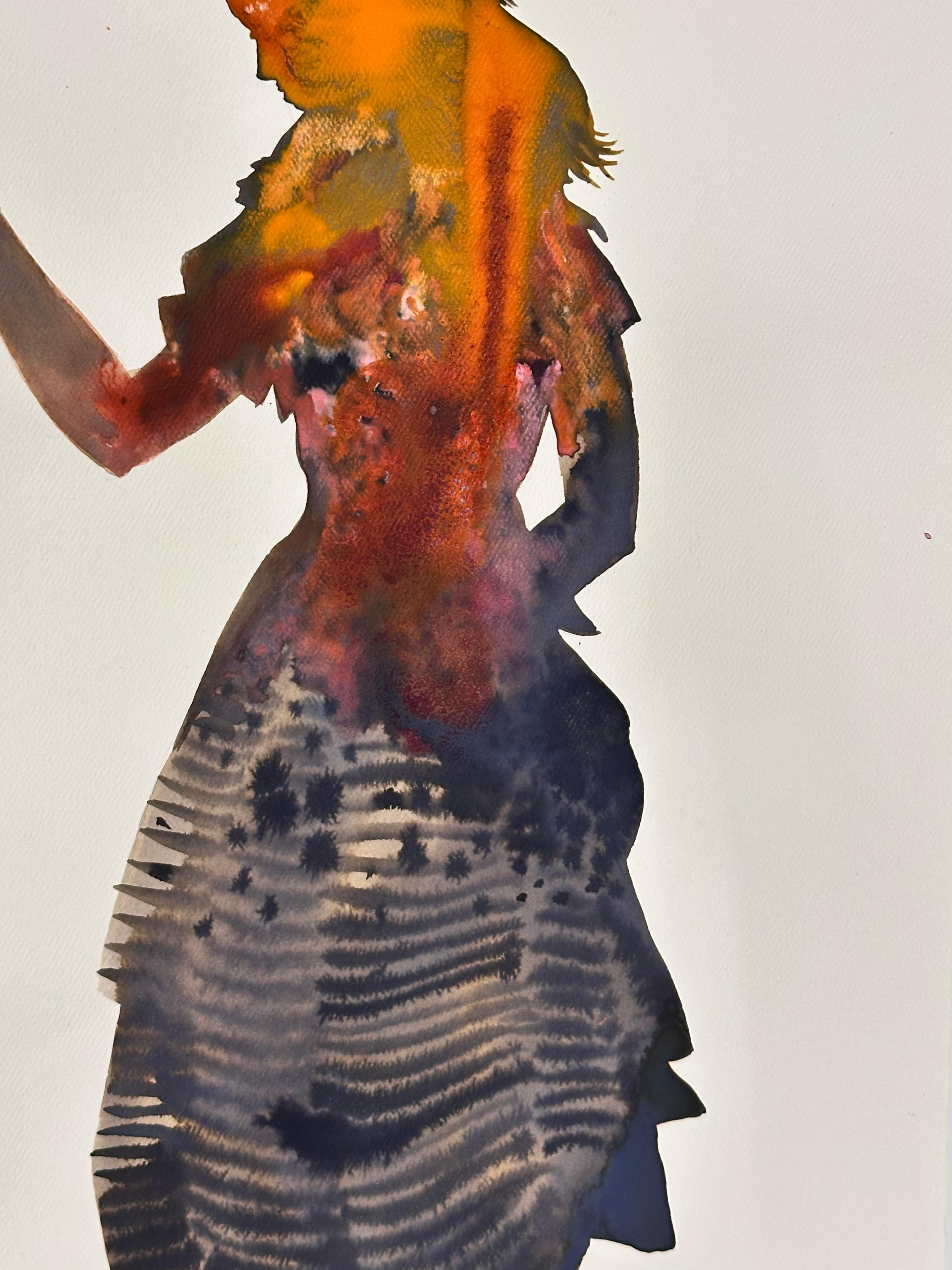 She II - Contemporary Strong Female Figure Silhouette Golden Orange Gray, 2024 en vente 4
