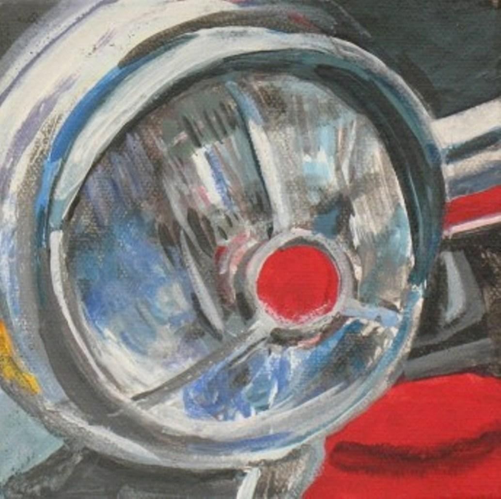 1952 Ford Truck Headlight, Pittura, Acrilico su tela - Painting di June Johnson