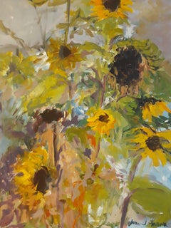 Girasoli del cortile #1, Pittura, Acrilico su tela