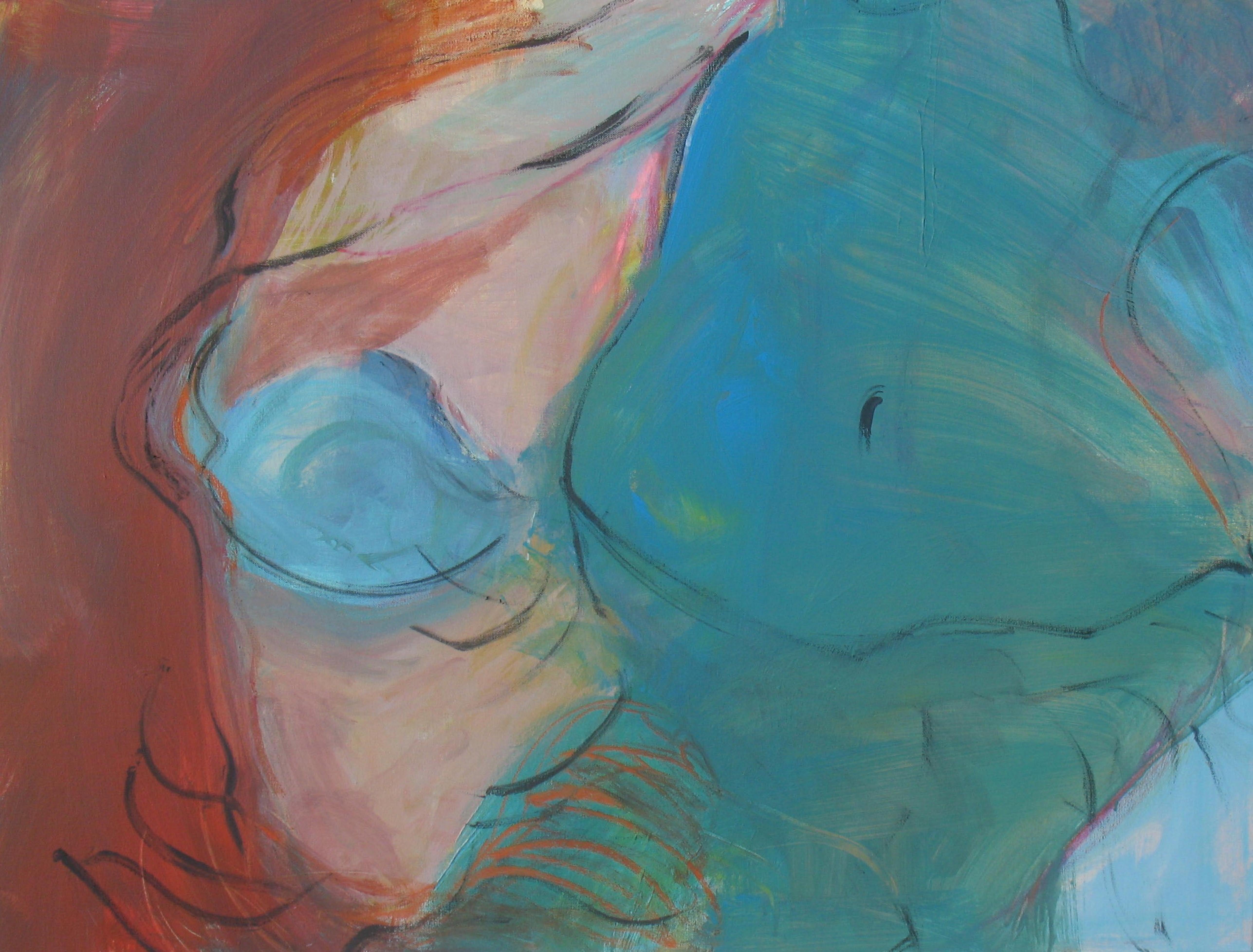Abstract Painting di June Johnson - Danzatrici del ventre, Pittura, Acrilico su tela