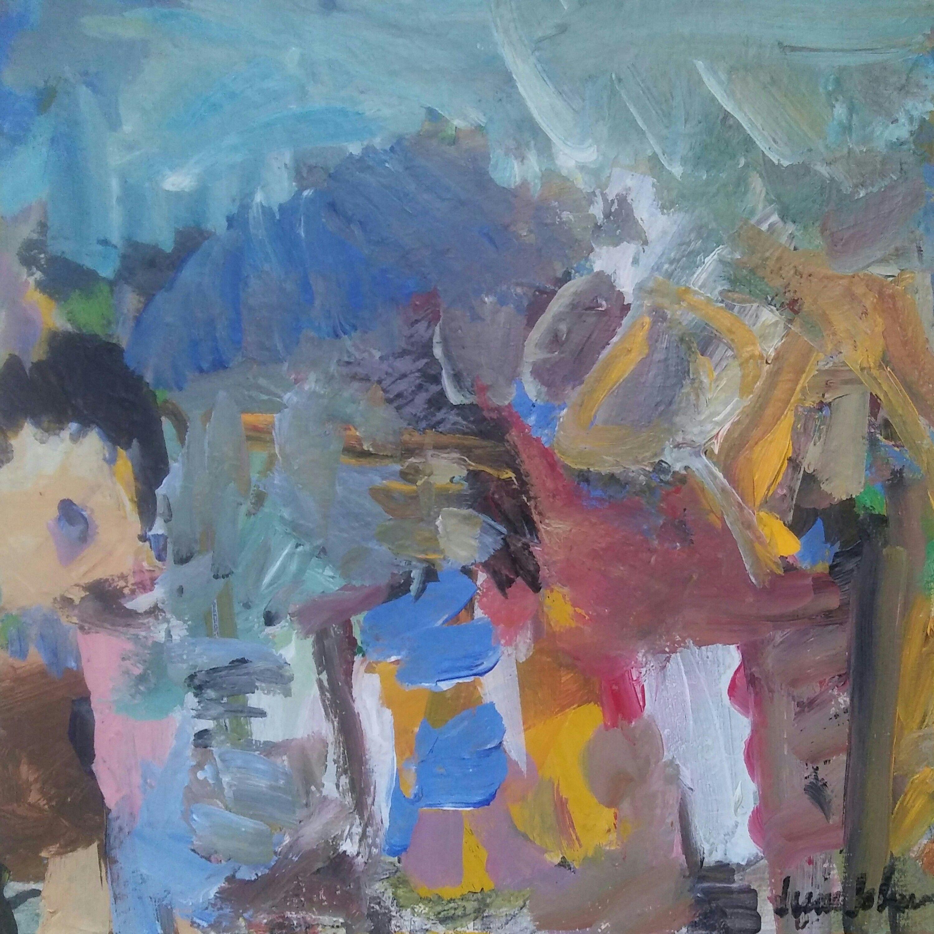 June Johnson Abstract Painting - "Betty Boop Land", Painting, Acrylic on Canvas