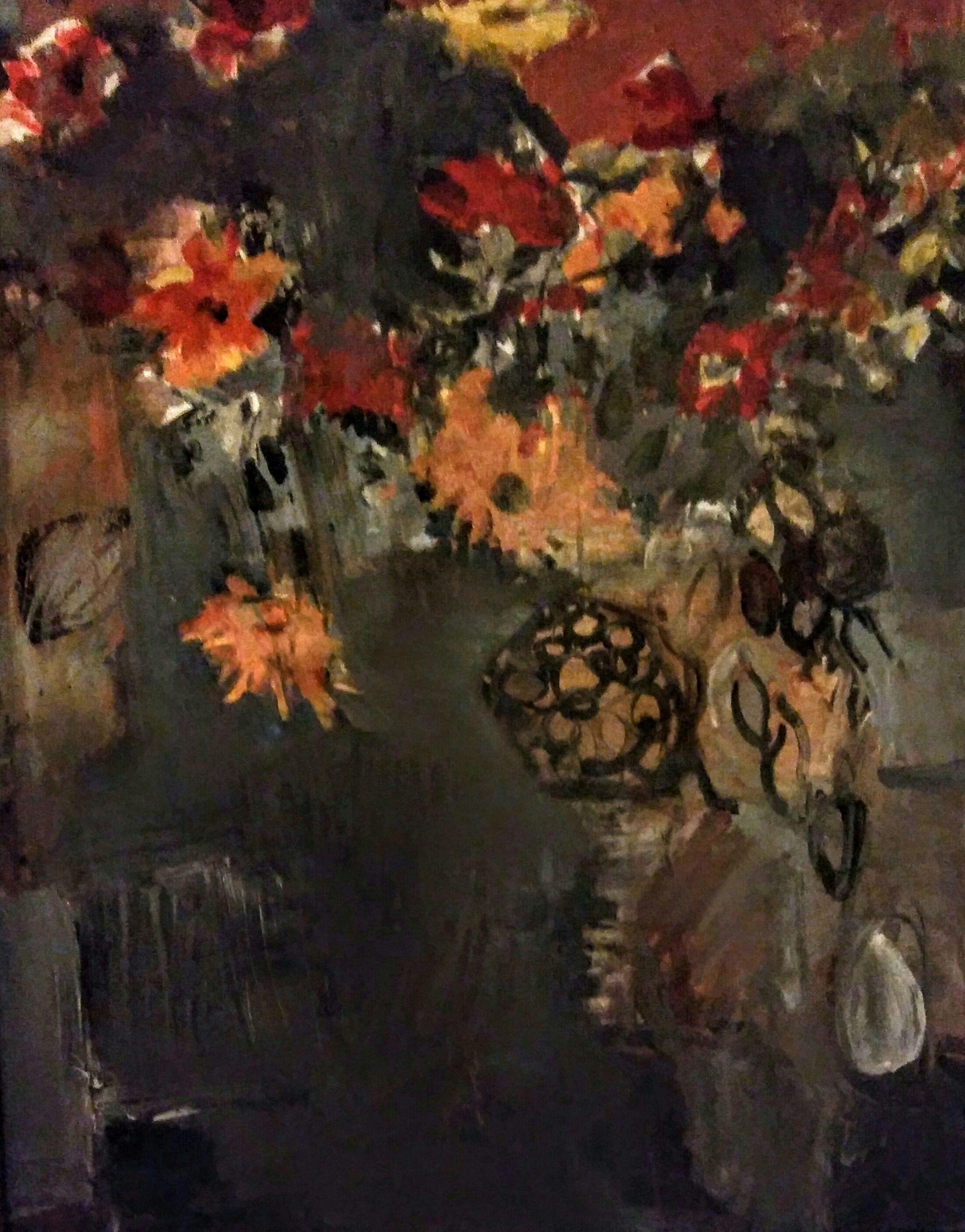 June Johnson Abstract Painting - "Flowers For Brueghel", Painting, Acrylic on Canvas