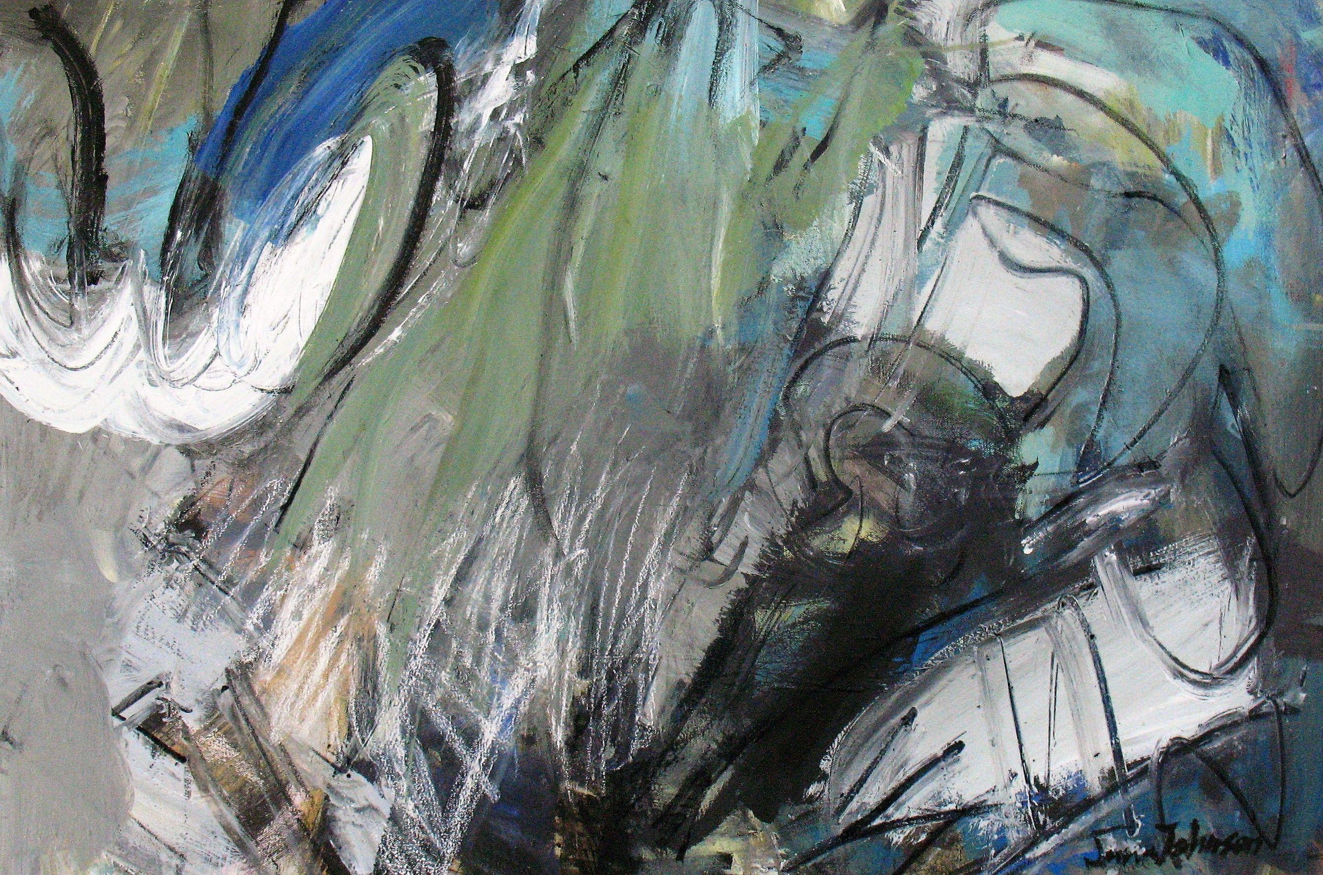 June Johnson Abstract Painting - Jack Hammer, Painting, Acrylic on Canvas
