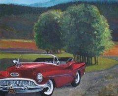 Rosso sulla strada, Pittura, Acrilico su tela