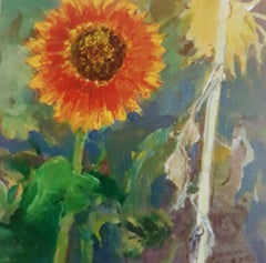"Girasole e gambo", Pittura, Acrilico su tela
