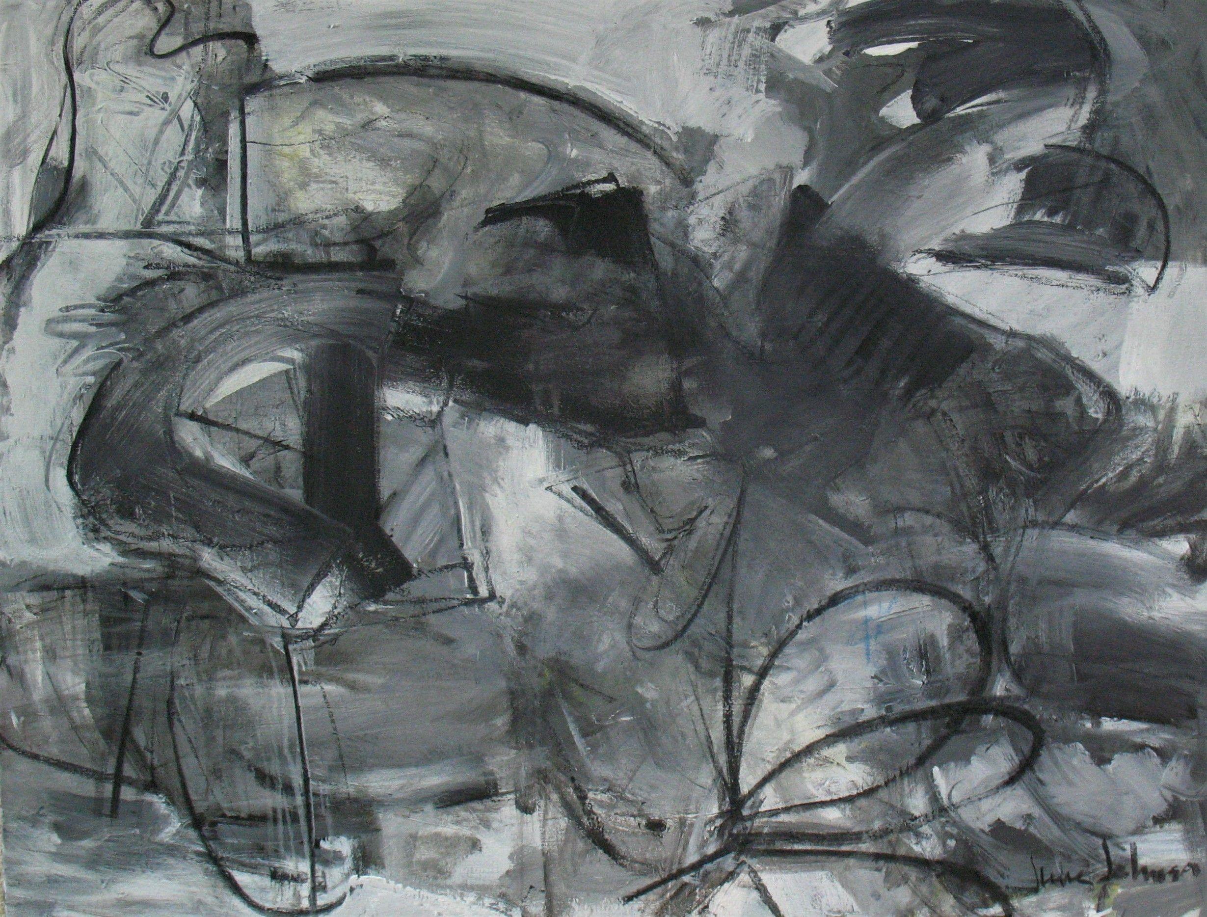 June Johnson Abstract Painting - Under the Hood, Painting, Acrylic on Canvas