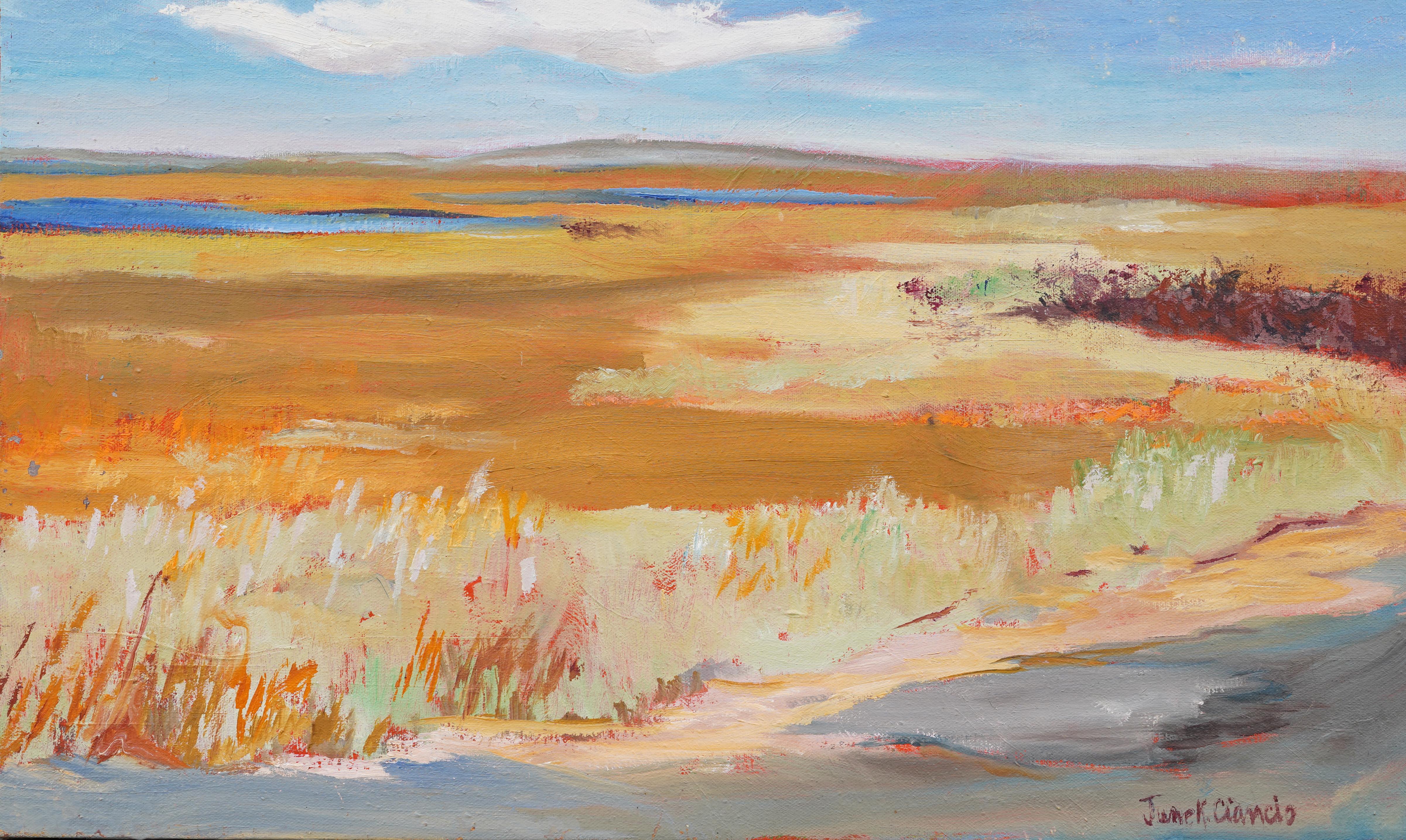 Antique American Impressionist Hamptons Wetlands Framed Landscape Oil Painting For Sale 3