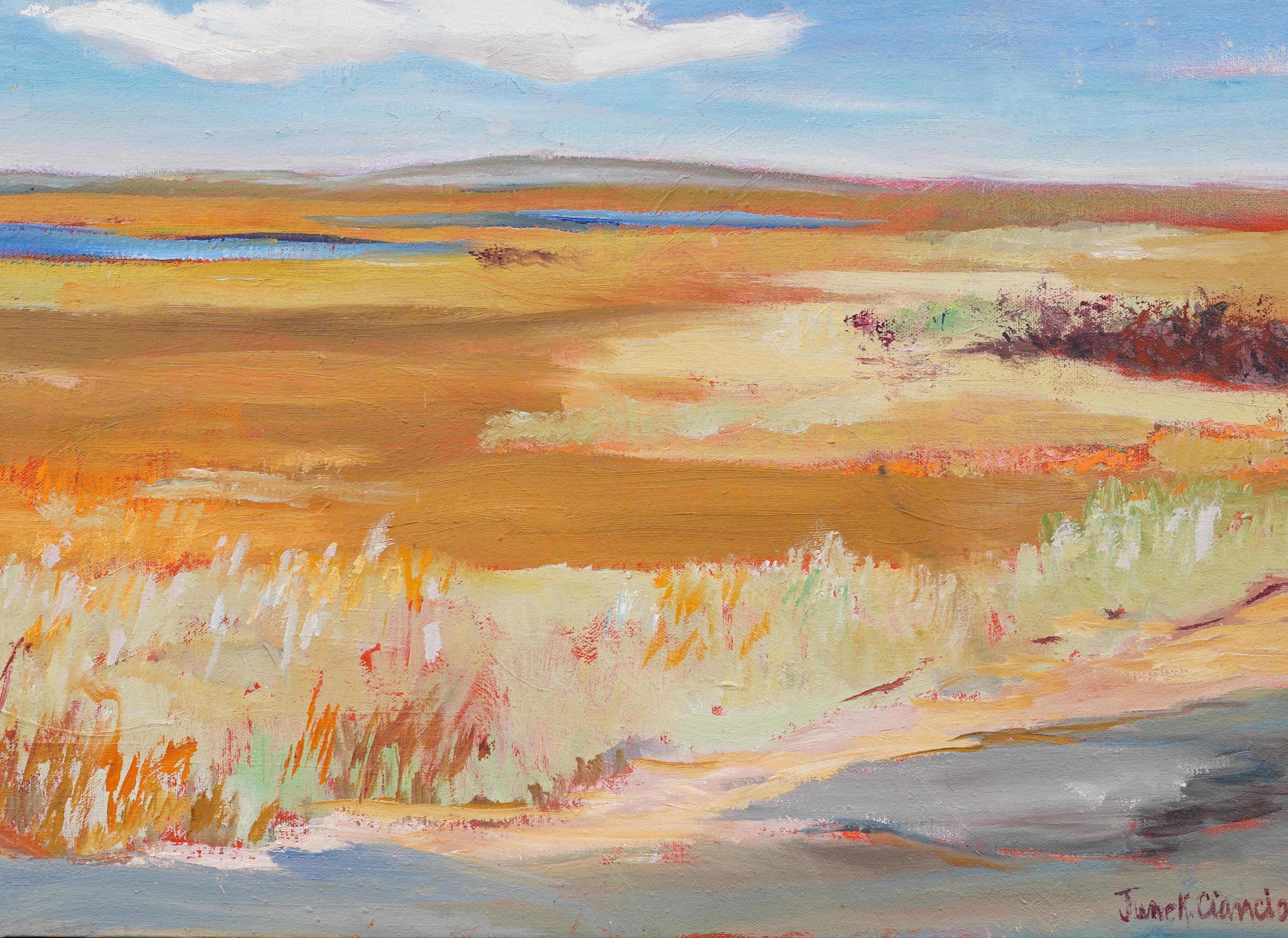 Antique American Impressionist Hamptons Wetlands Framed Landscape Oil Painting For Sale 4