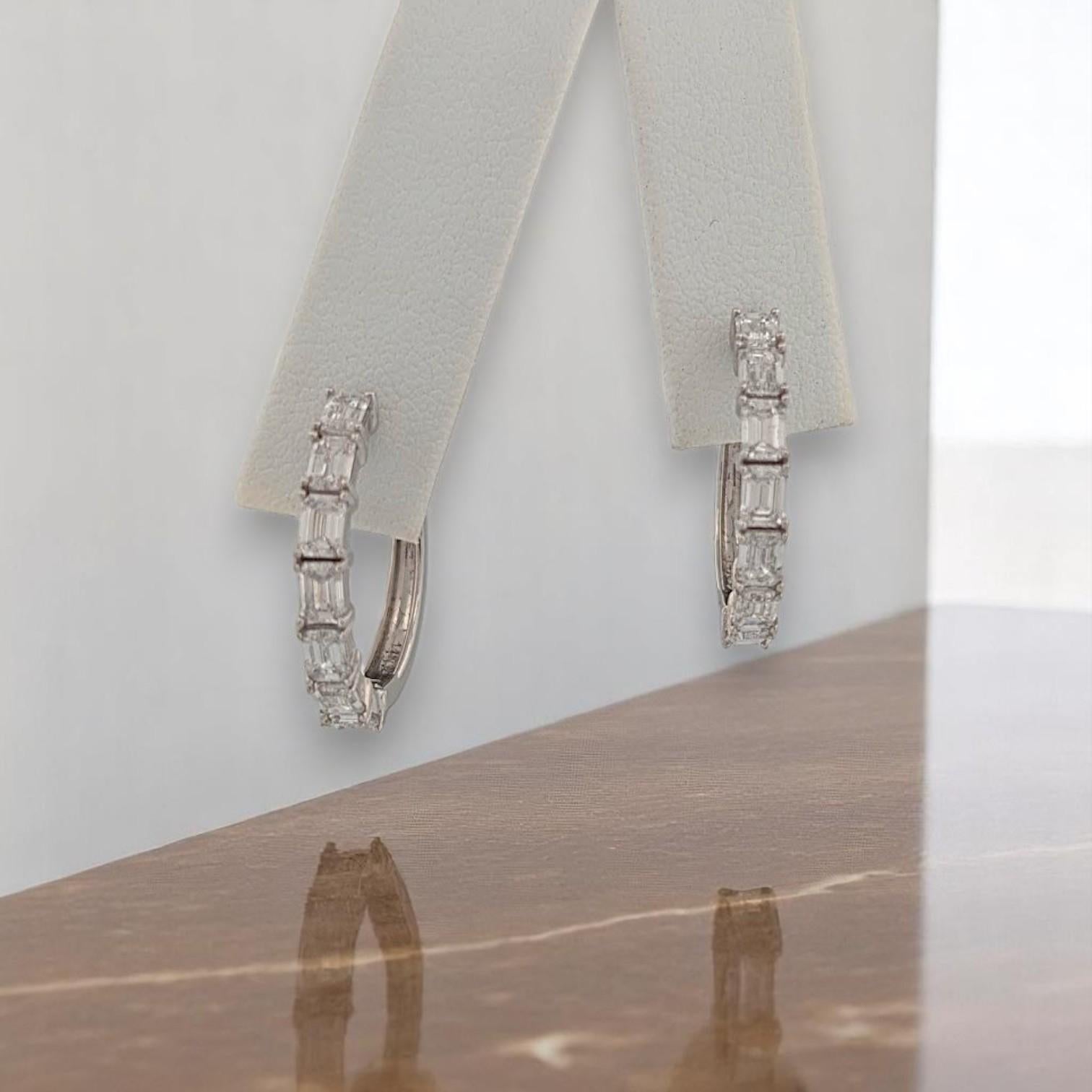 Donna Orecchini a cerchio con diamanti June Lab, cerchi con cerniera in oro bianco 14K regalo di lusso per lei in vendita