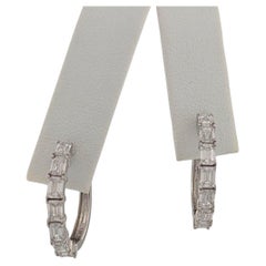 Orecchini a cerchio con diamanti June Lab, cerchi con cerniera in oro bianco 14K regalo di lusso per lei