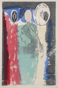 Salute to 1965, lithographie moderne avec bloc de bois et intaille