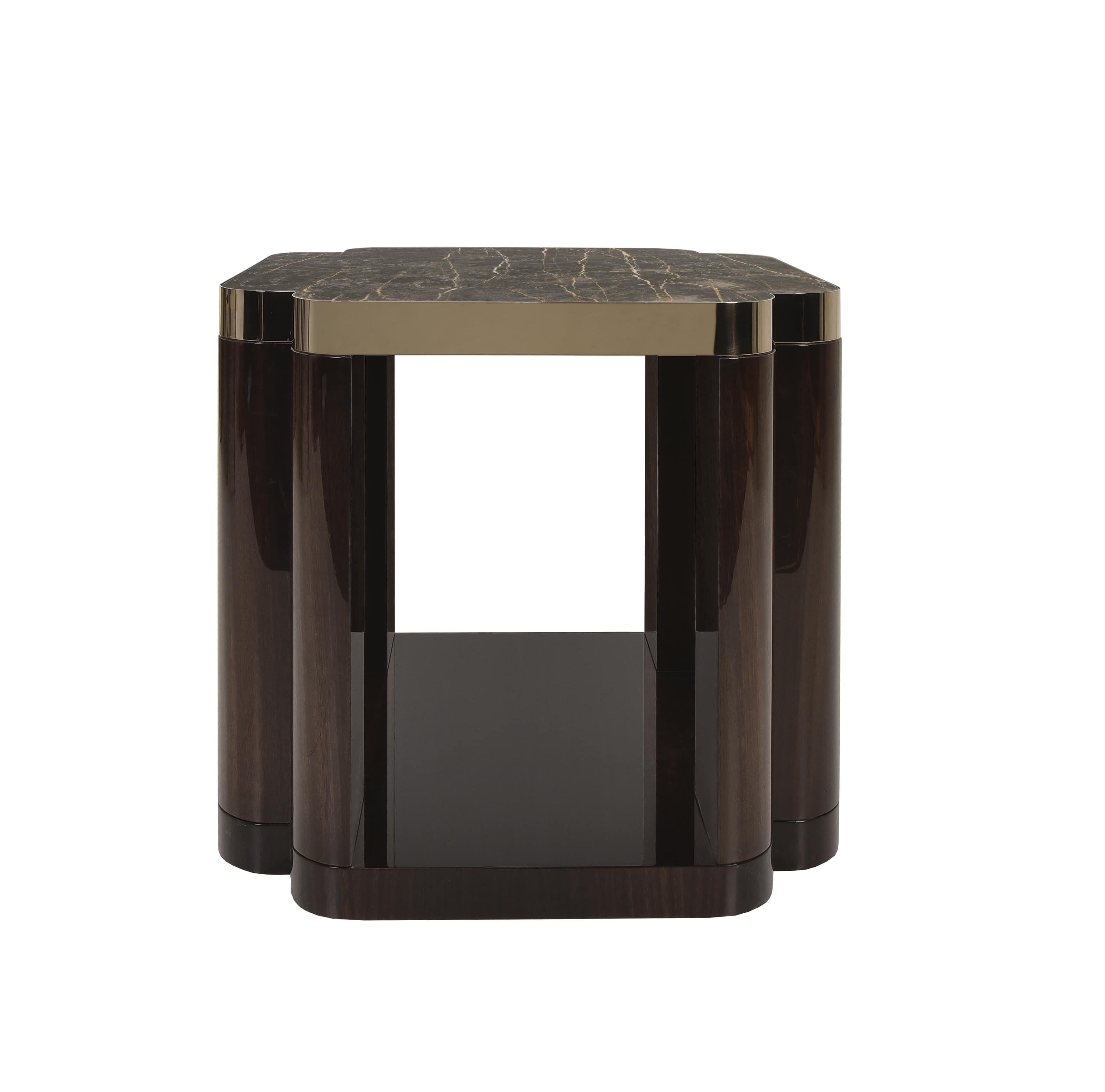 Moderne Table d'appoint June en ébène et plateau en marbre en vente
