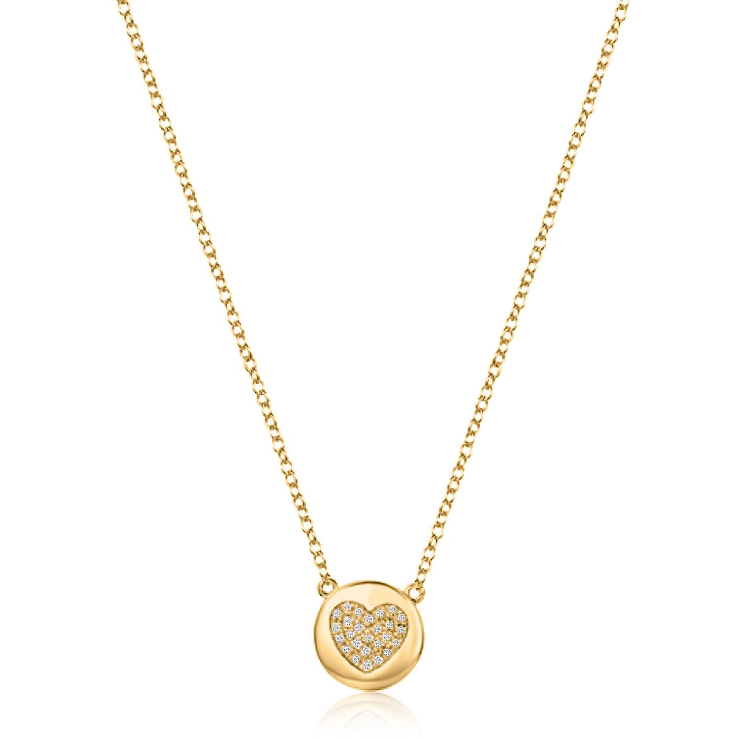 June's Diamond Disc Heart Necklace In New Condition For Sale In Los Angeles, CA