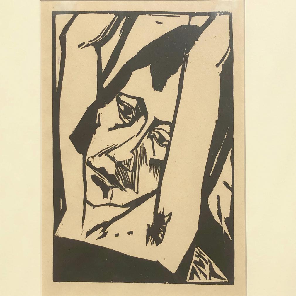 Erich Heckel  (Tedesco, 1883 - 1970) Stampa xilografica. Titolo: Junges mädchen / Giovane donna (Dube 264 IIIB, Davis-Riffkind 1038, Brücke 14). Incisione originale e stampata nel 1913; la xilografia è stata successivamente rivista nel 1920.