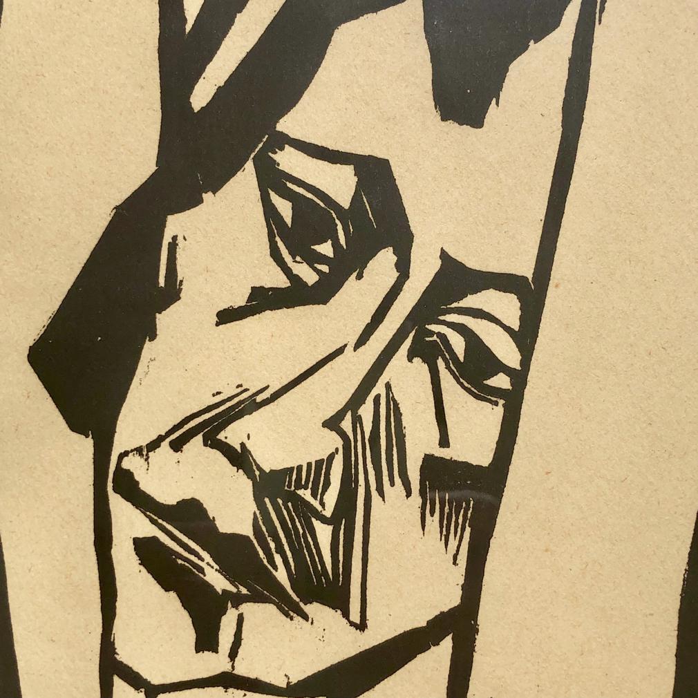 Espressionista Junges Mädchen / Giovane donna di Erich Heckel (tedesco, 1883-1970), Stampa xilografica in vendita