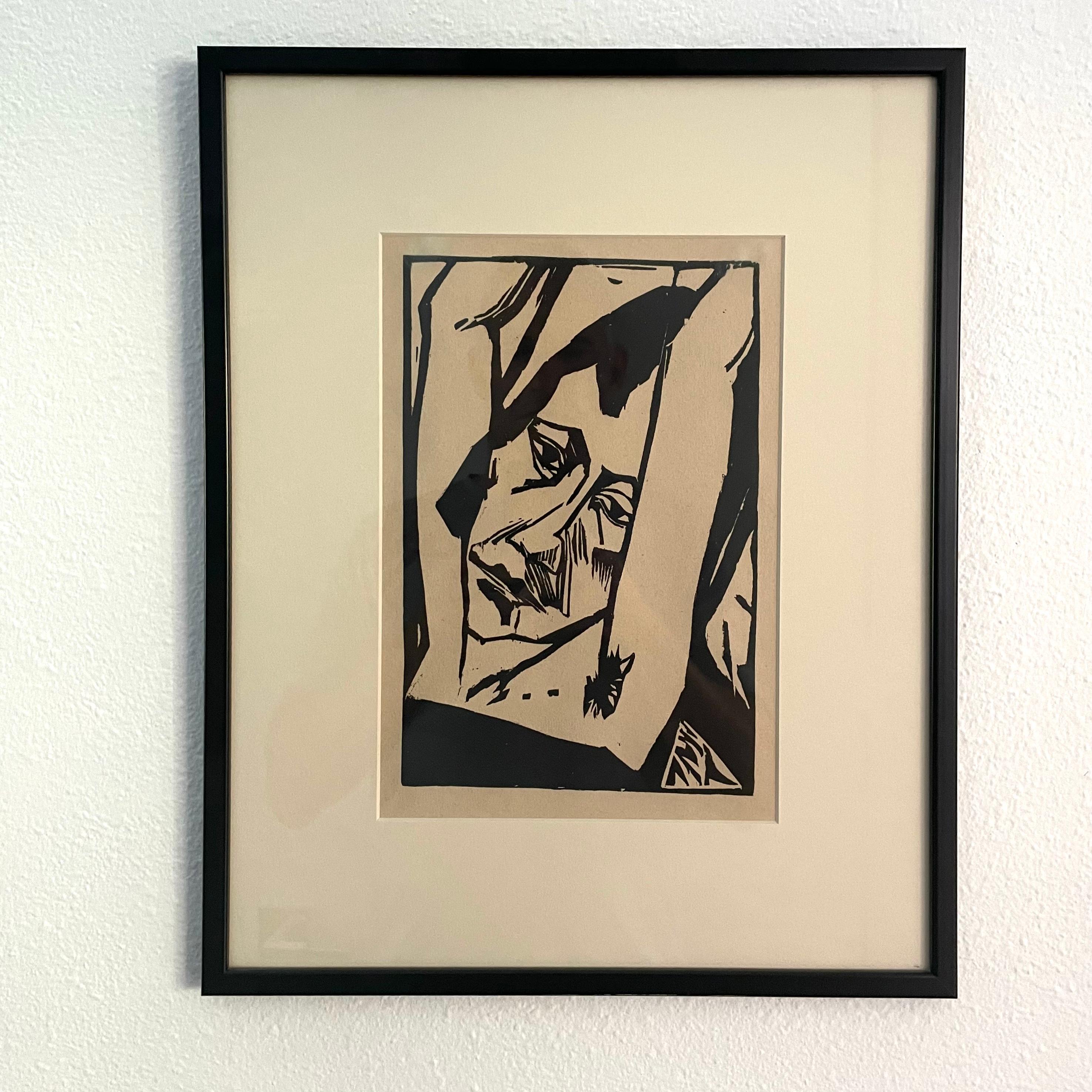 Intagliato a mano Junges Mädchen / Giovane donna di Erich Heckel (tedesco, 1883-1970), Stampa xilografica in vendita