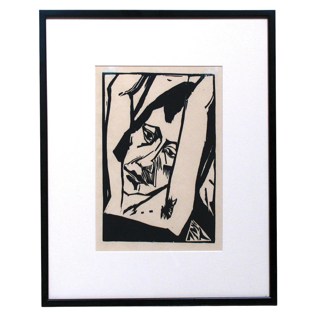 Junges Mädchen / Giovane donna di Erich Heckel (tedesco, 1883-1970), Stampa xilografica in vendita