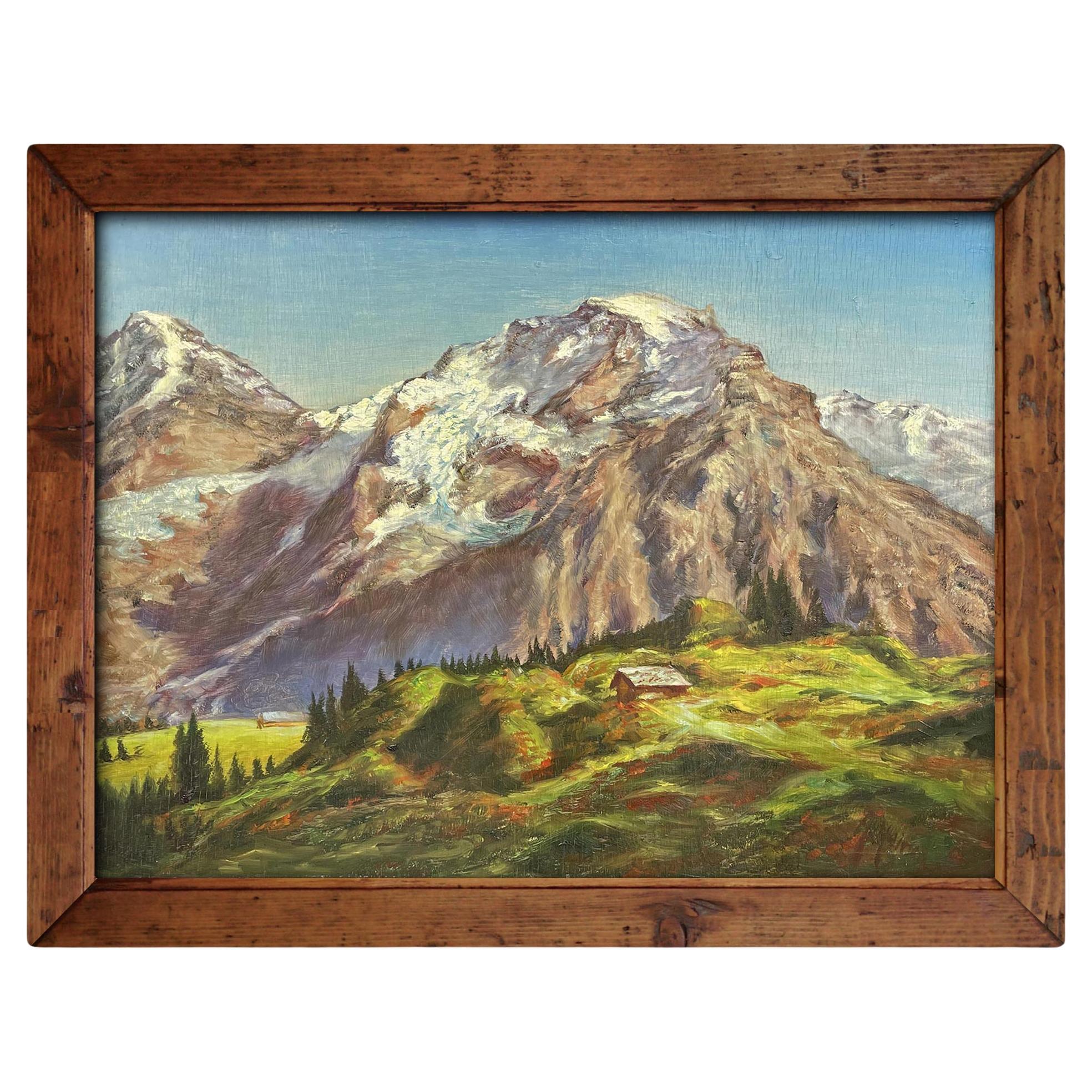 Jungfraumassiv Öl auf Karton Landschaft