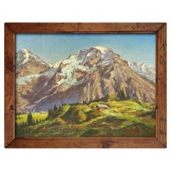 Jungfraumassiv Öl auf Karton Landschaft