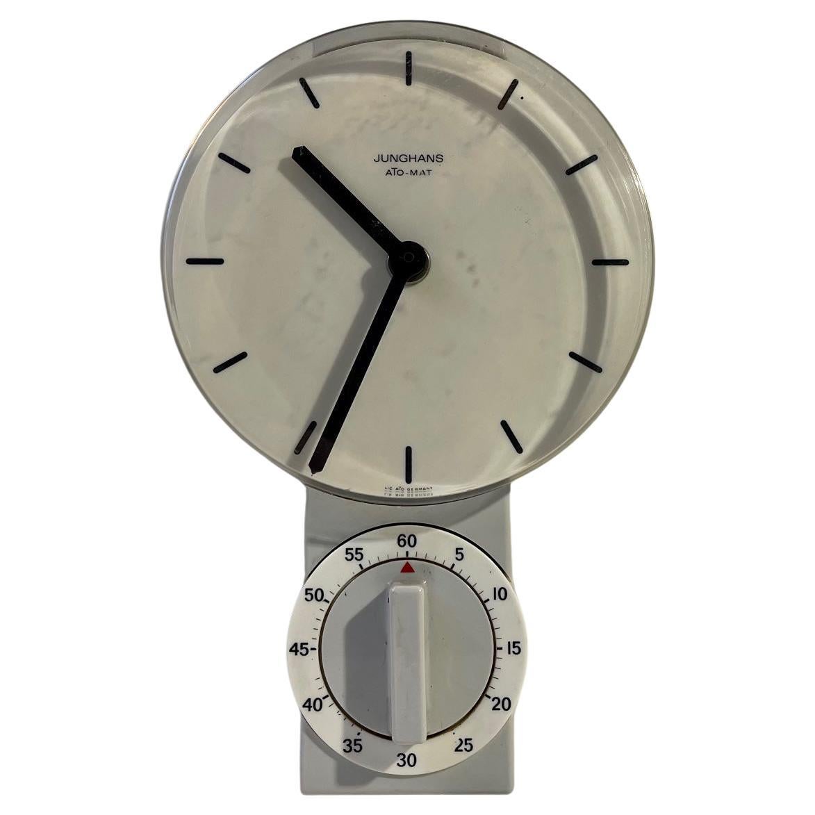 Junghans Ato-Mat Kitchen Wall Clock with Removable Egg Timer, 1970s For Sale