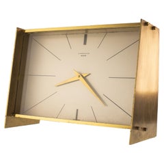 Retro Junghans Germany Desk Table Clock Gold Brass