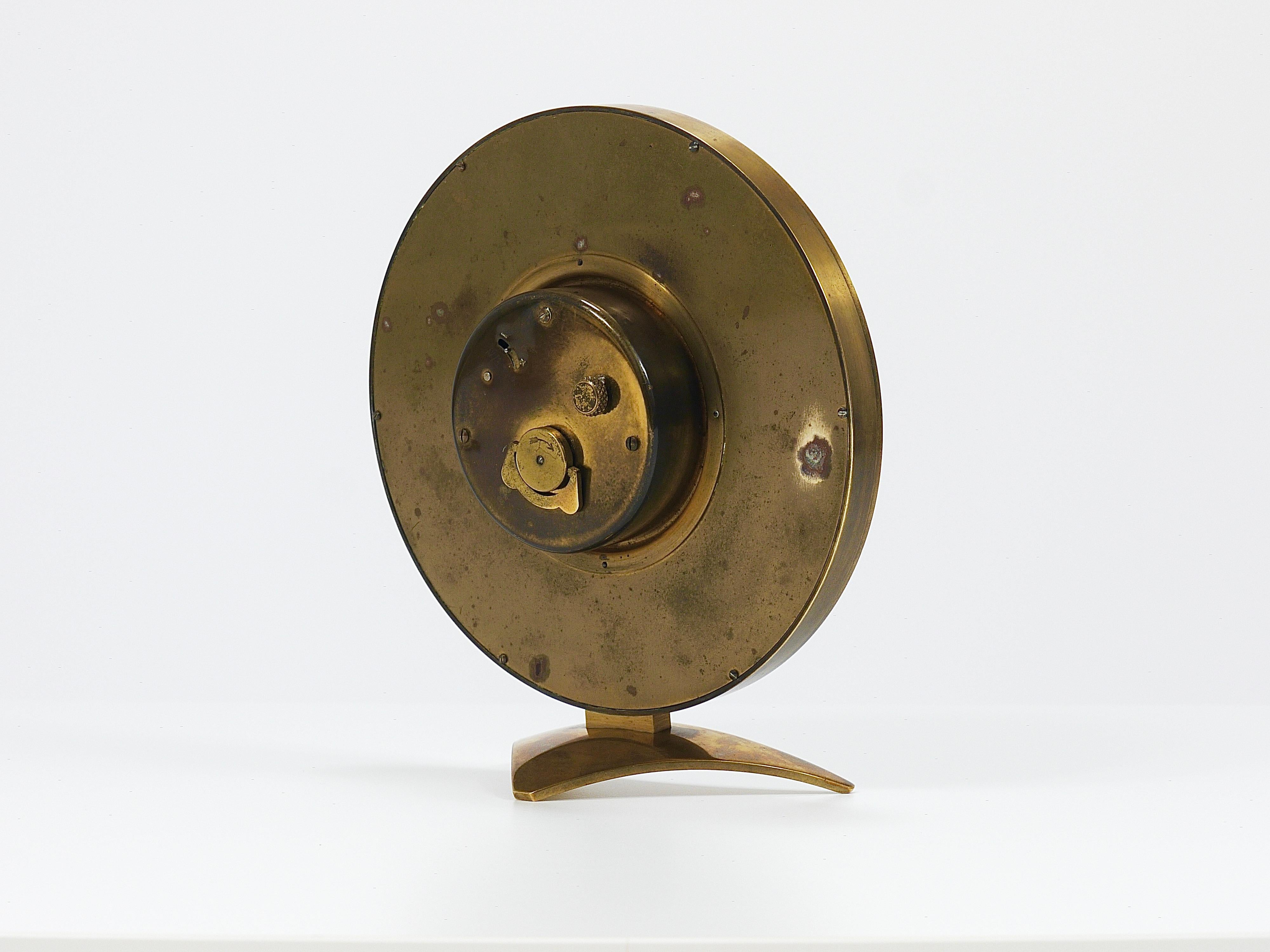 Junghans Meister Mid-Century Brass Table or Desk Clock, Germany, 1950s 6