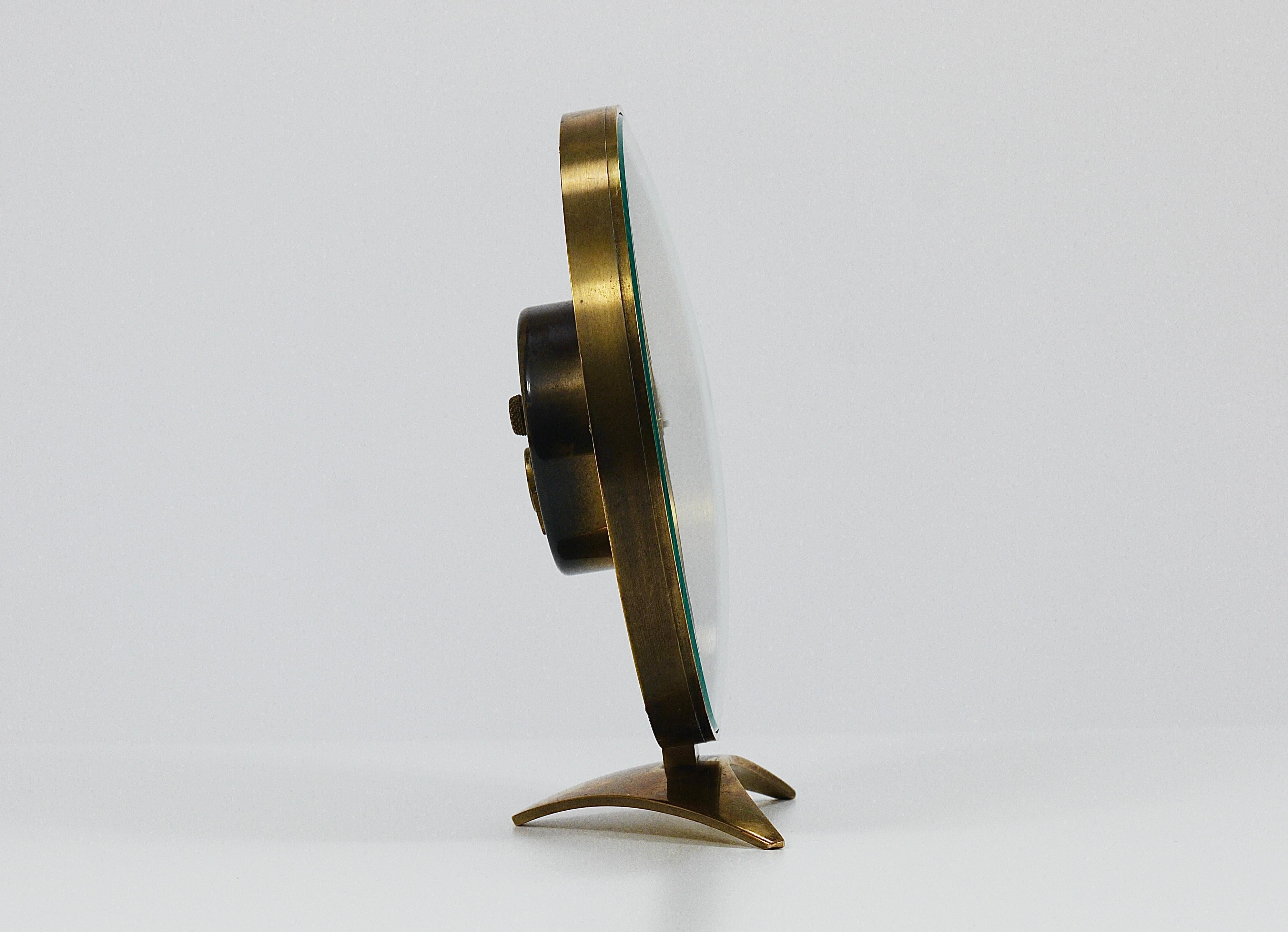 Junghans Meister Mid-Century Brass Table or Desk Clock, Germany, 1950s 8