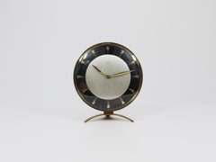Junghans Meister Mid-Century Brass Table or Desk Clock, Germany, 1950s