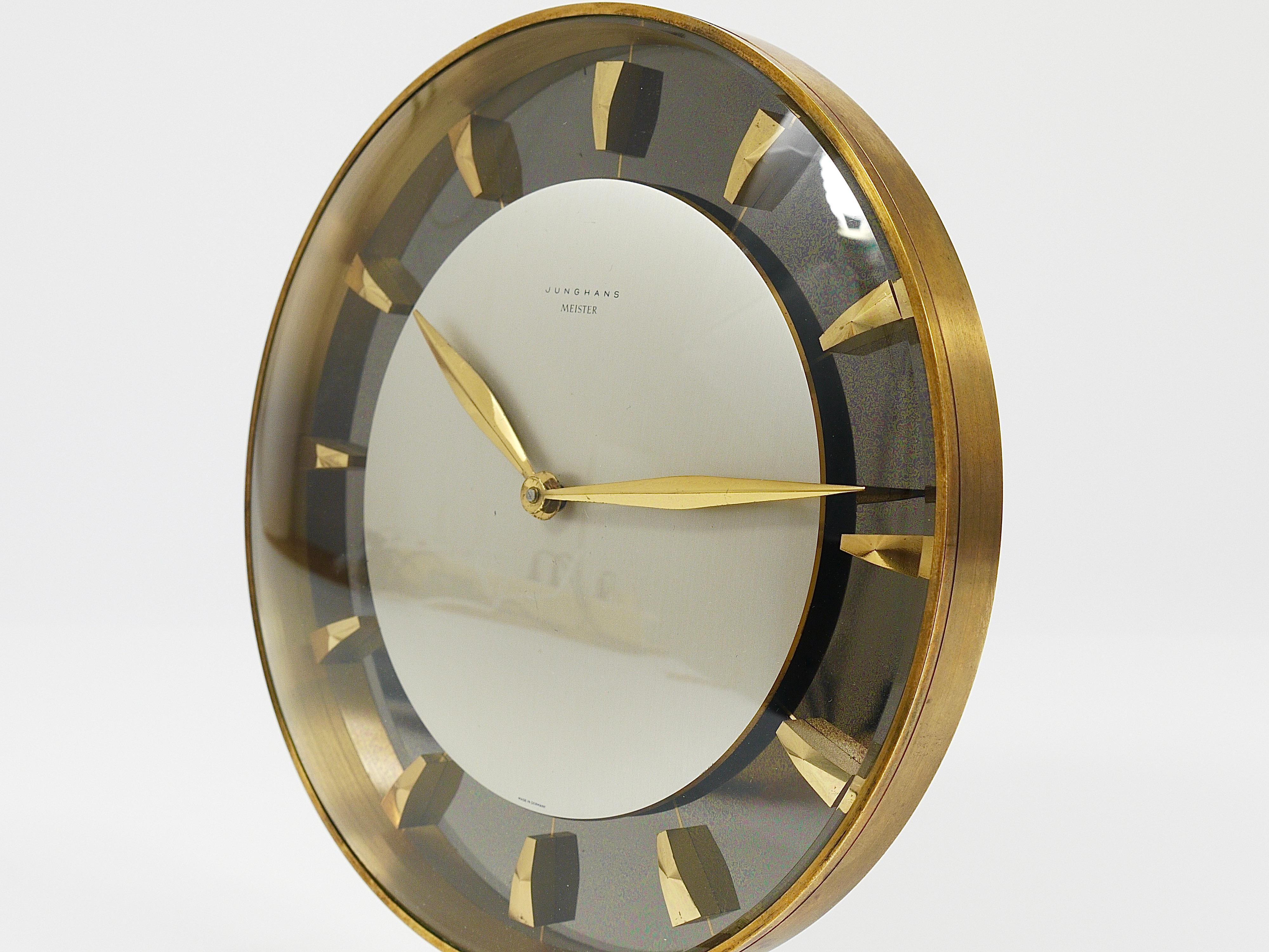 Junghans Meister Mid-Century Brass Table or Desk Clock, Germany, 1950s 1