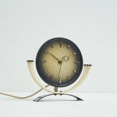 Orologio da tavolo Junghans di metà secolo in metallo e ottone, anni '50
