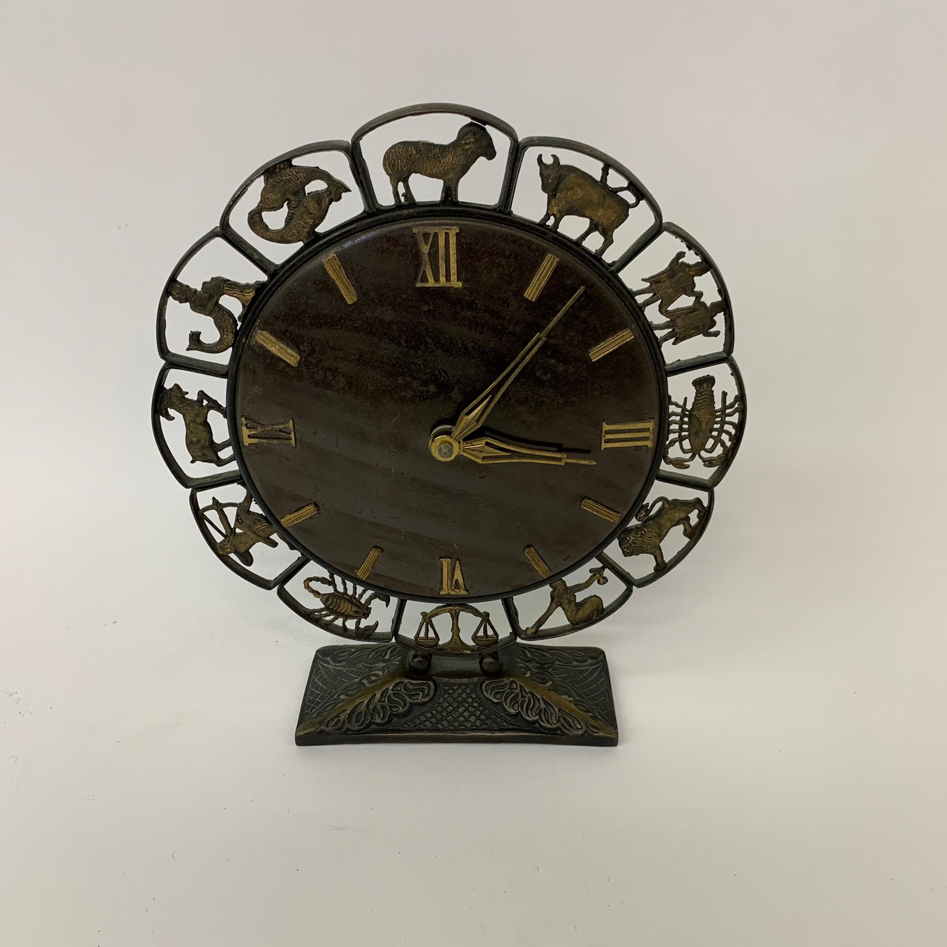 Late 20th Century Junghans modernist Zodiac clock, 1970’s For Sale