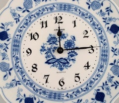 Junghans porcelain wall clock. Meissen Blue Onion style. Germany, 1970s.