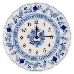 Junghans porcelain wall clock. Meissen Blue Onion style. Germany, 1970s.