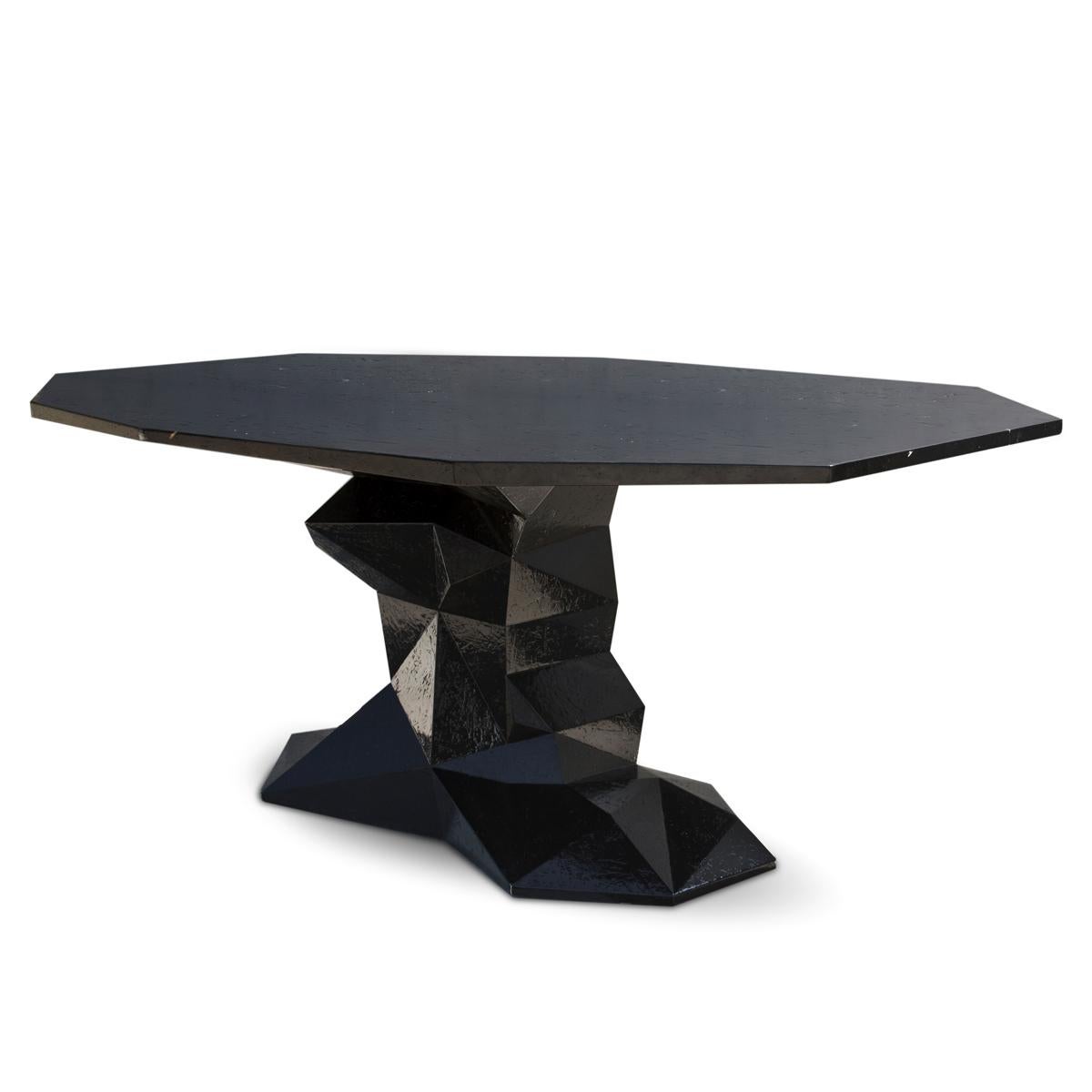 glossy black dining table