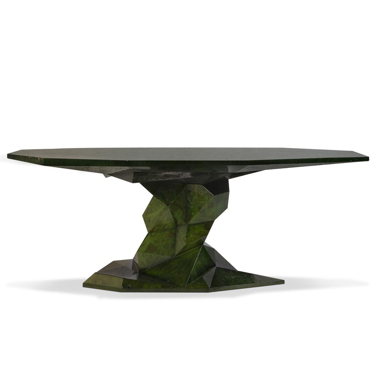 Jungle Black Dining Table Glossy Black Lacquered Wood For Sale 3