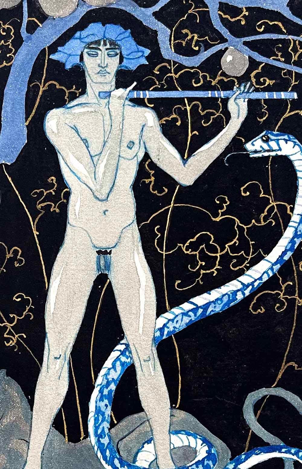 A brilliant reminder of how early the Art Deco style we know today emerged in France, this vividly-painted depiction of Mowgli, the protagonist of Rudyard Kipling's 