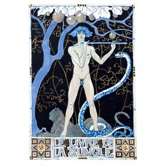 Vintage "Jungle Book, " Important Painting w/ Male Nude by Barbier for Schmied, 1918
