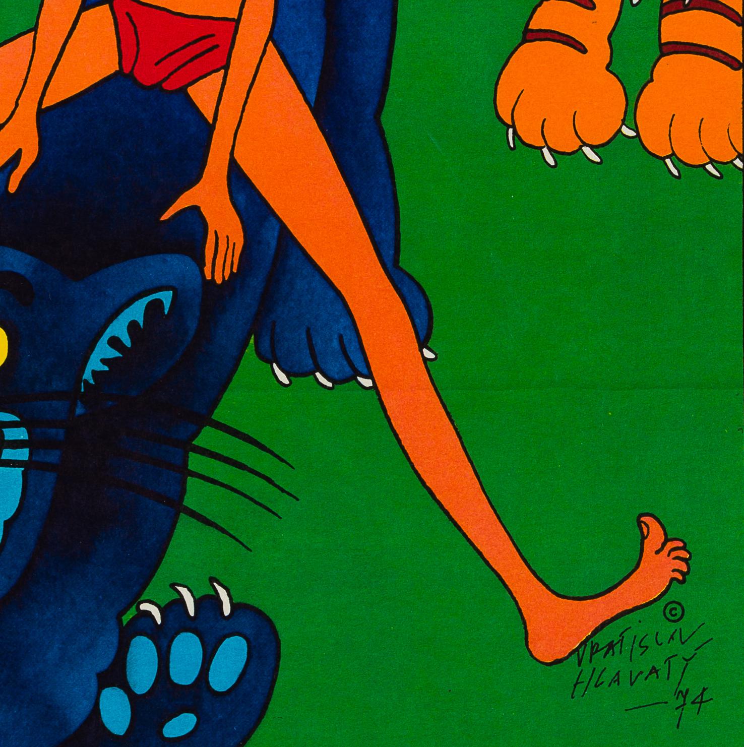 Jungle Book Original Czech Film Movie Poster, Hlavaty, 1974 Vintage Rare Disney In Excellent Condition In Bath, Somerset