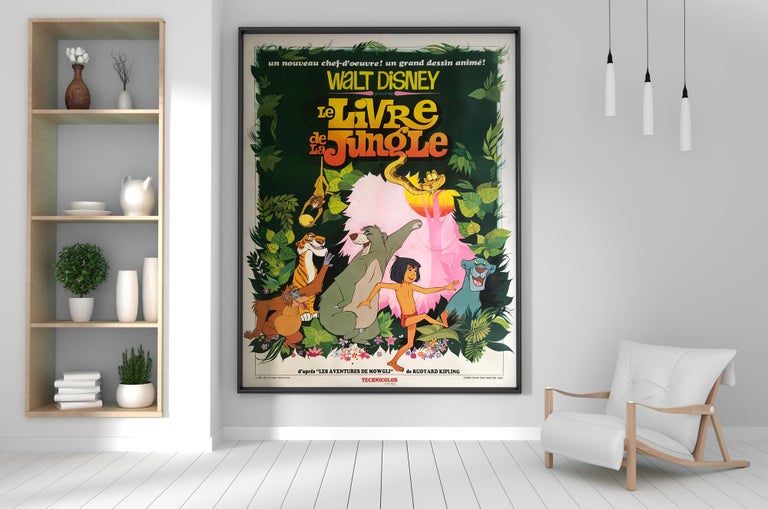 Le Livre de la Jungle! Fantastic illustrated artwork for the French original-year-of-release poster the jungle book. A huge vintage poster that will bring the jungle right into a man, or girl, cub's den!

The poster has been linen-backed, without