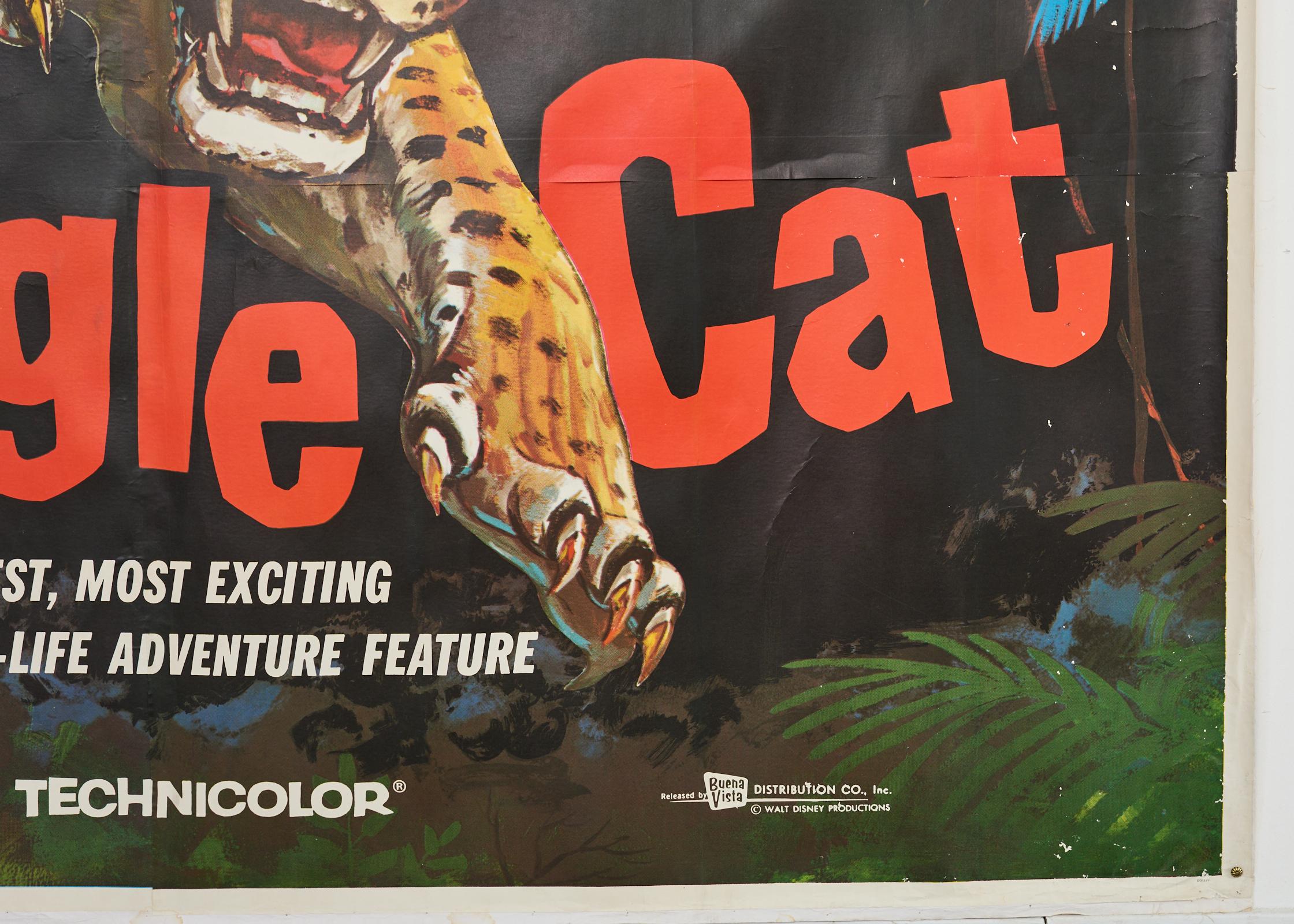 Dschungel Katze Disney Film Poster auf Leinen 7ft 1960 im Angebot 3