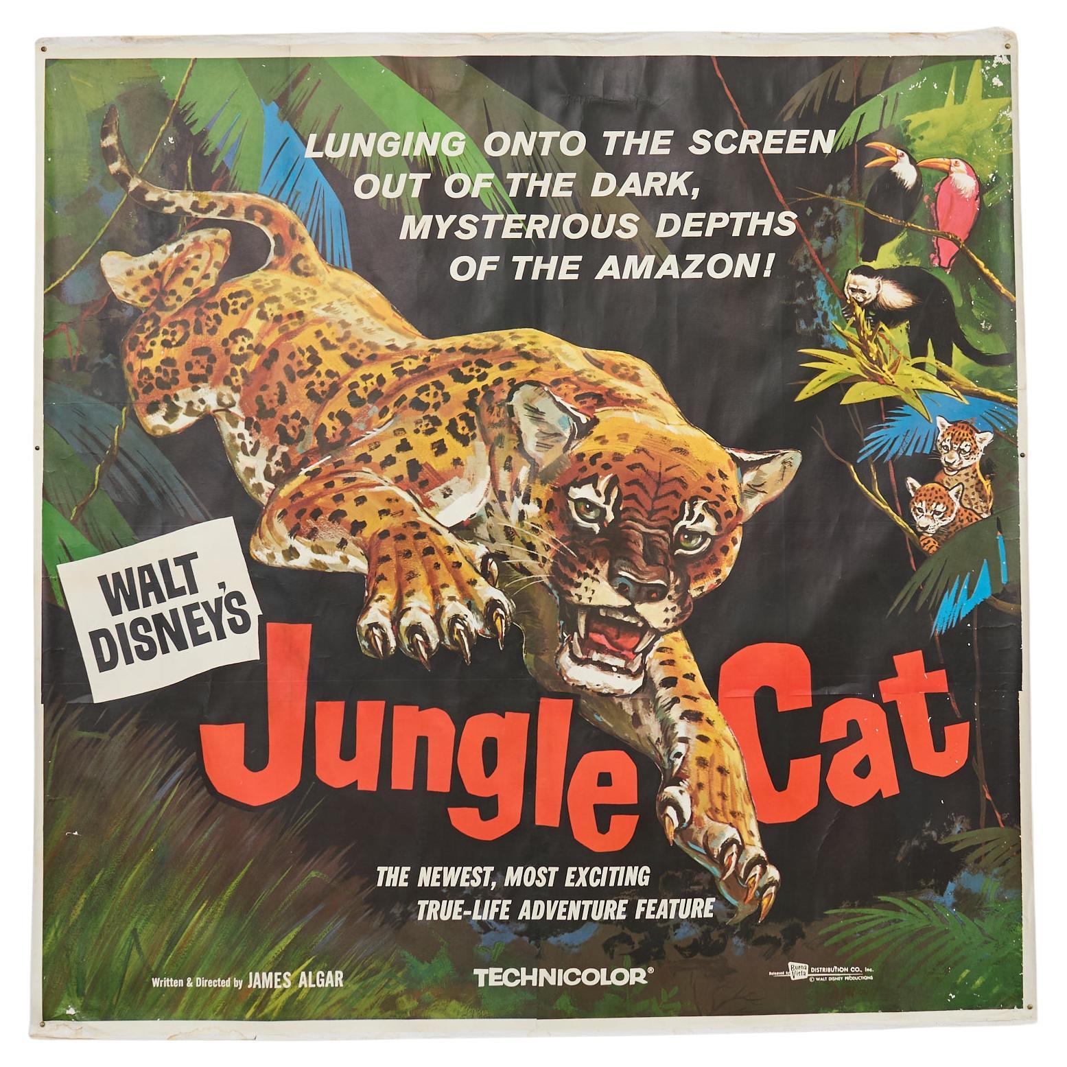 Dschungel Katze Disney Film Poster auf Leinen 7ft 1960 im Angebot
