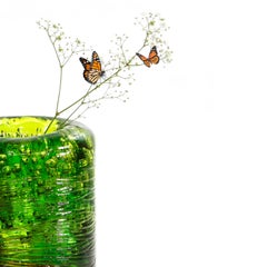 Grand vase contemporain Jungle, en vert citron monochrome, de Jacopo Foggini