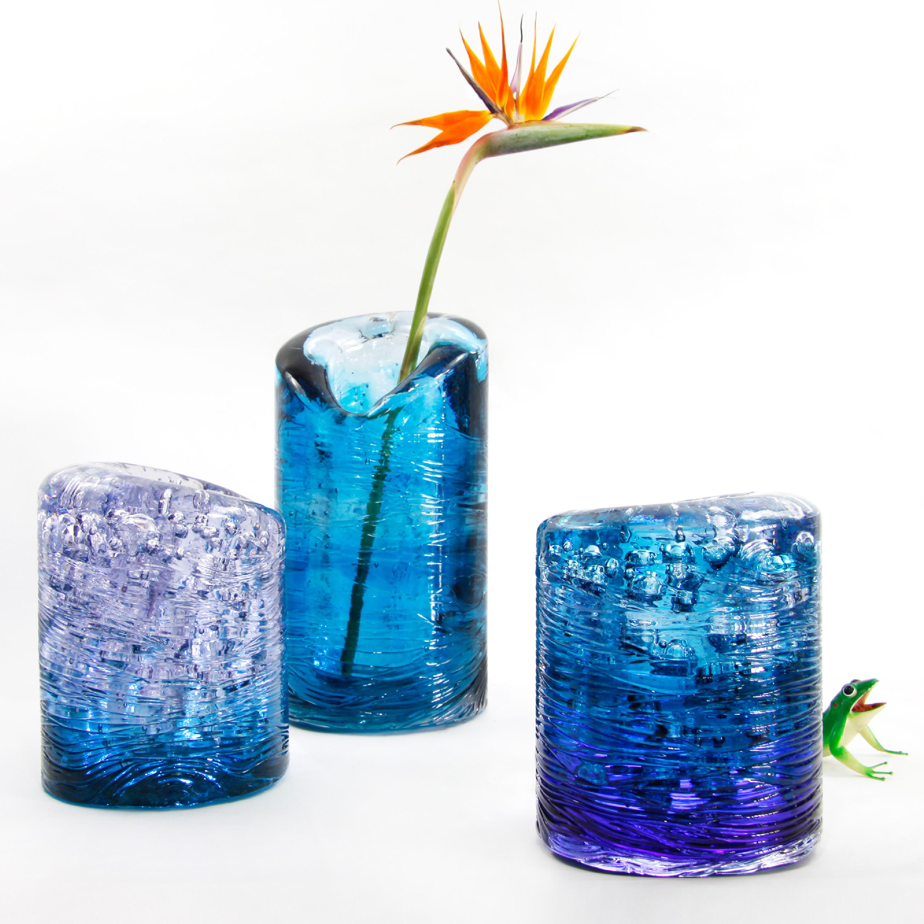 Italian Jungle Contemporary Vase, Large Version in Monochrome Blue by Jacopo Foggini For Sale