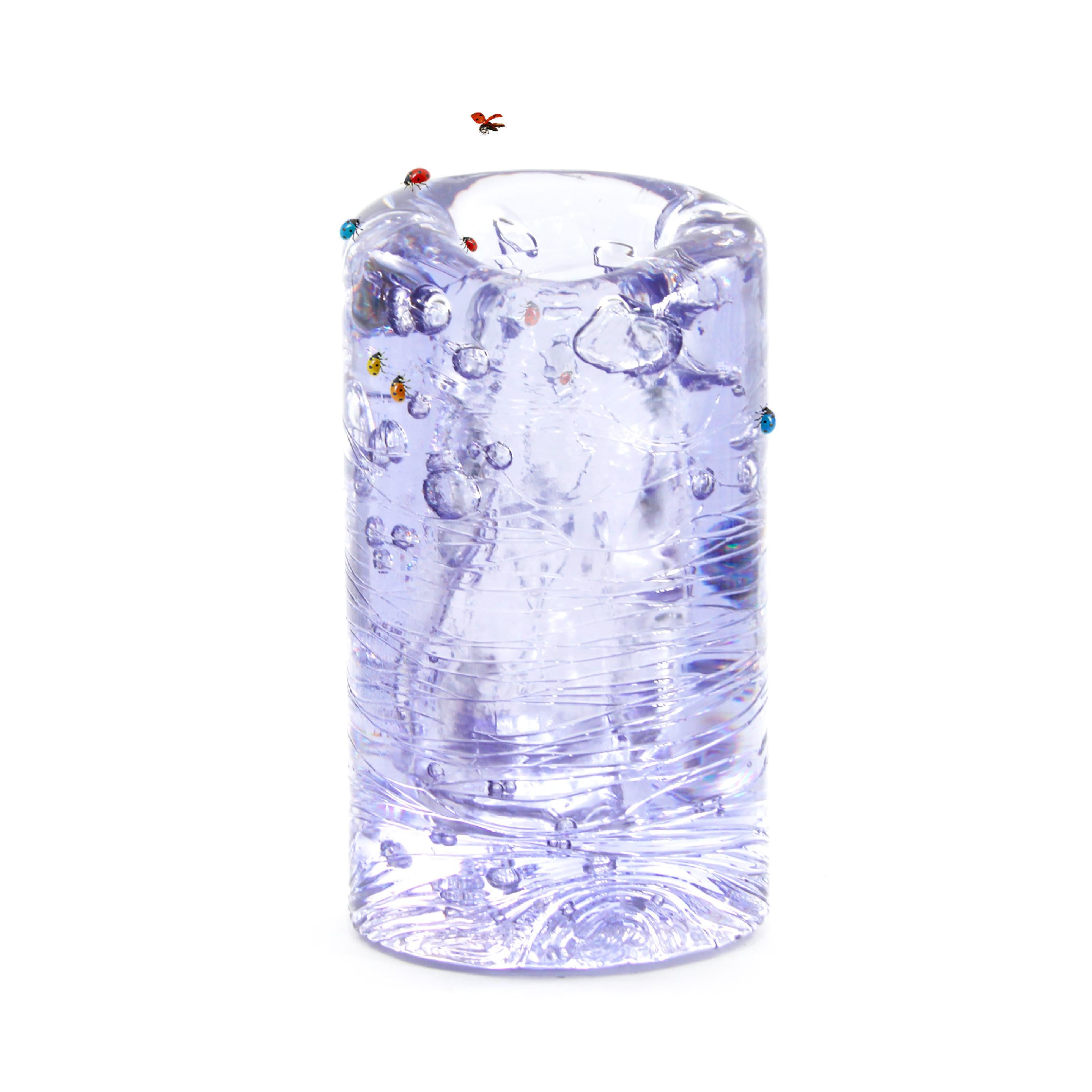Resin Jungle Contemporary Vase, Small Bicolor Blue and Violet by Jacopo Foggini For Sale