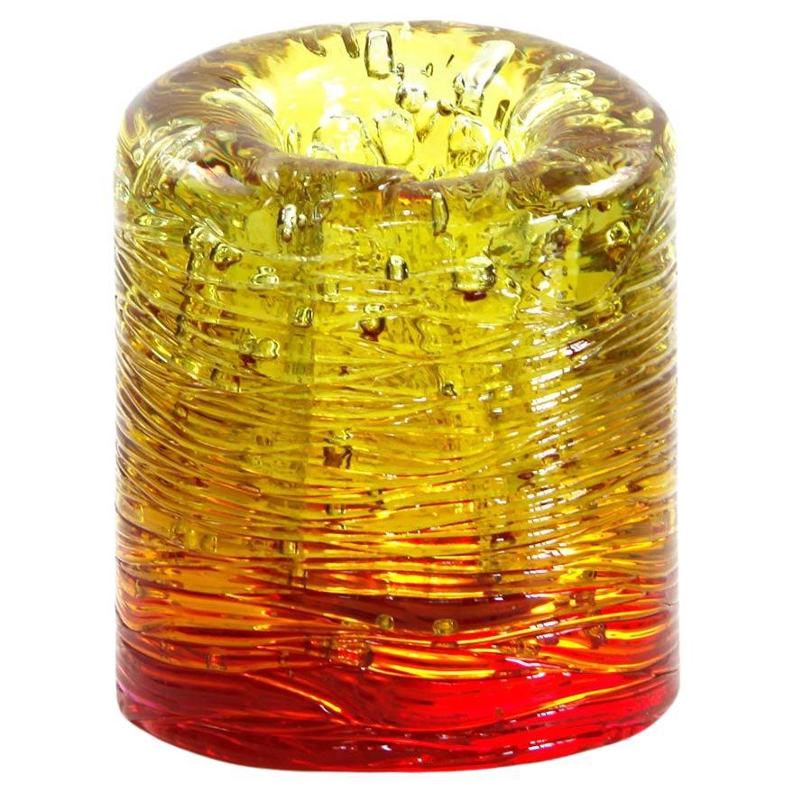Vaso contemporaneo Jungle, piccolo bicolore oro e rosso di Jacopo Foggini