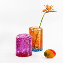 Zeitgenössische Dschungelvase, klein, zweifarbig, rosa und rot, von Jacopo Foggini