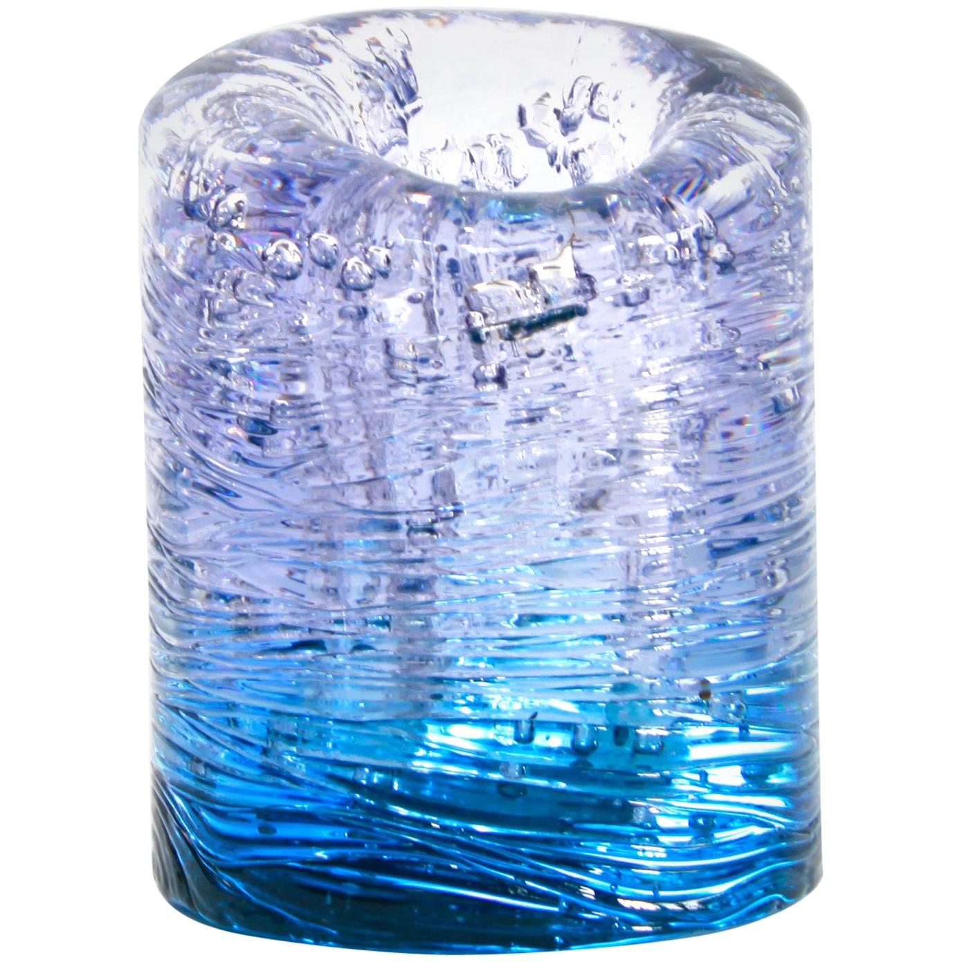 Jungle Contemporary Vase, Small Bicolor Transparent and Blue by Jacopo Foggini