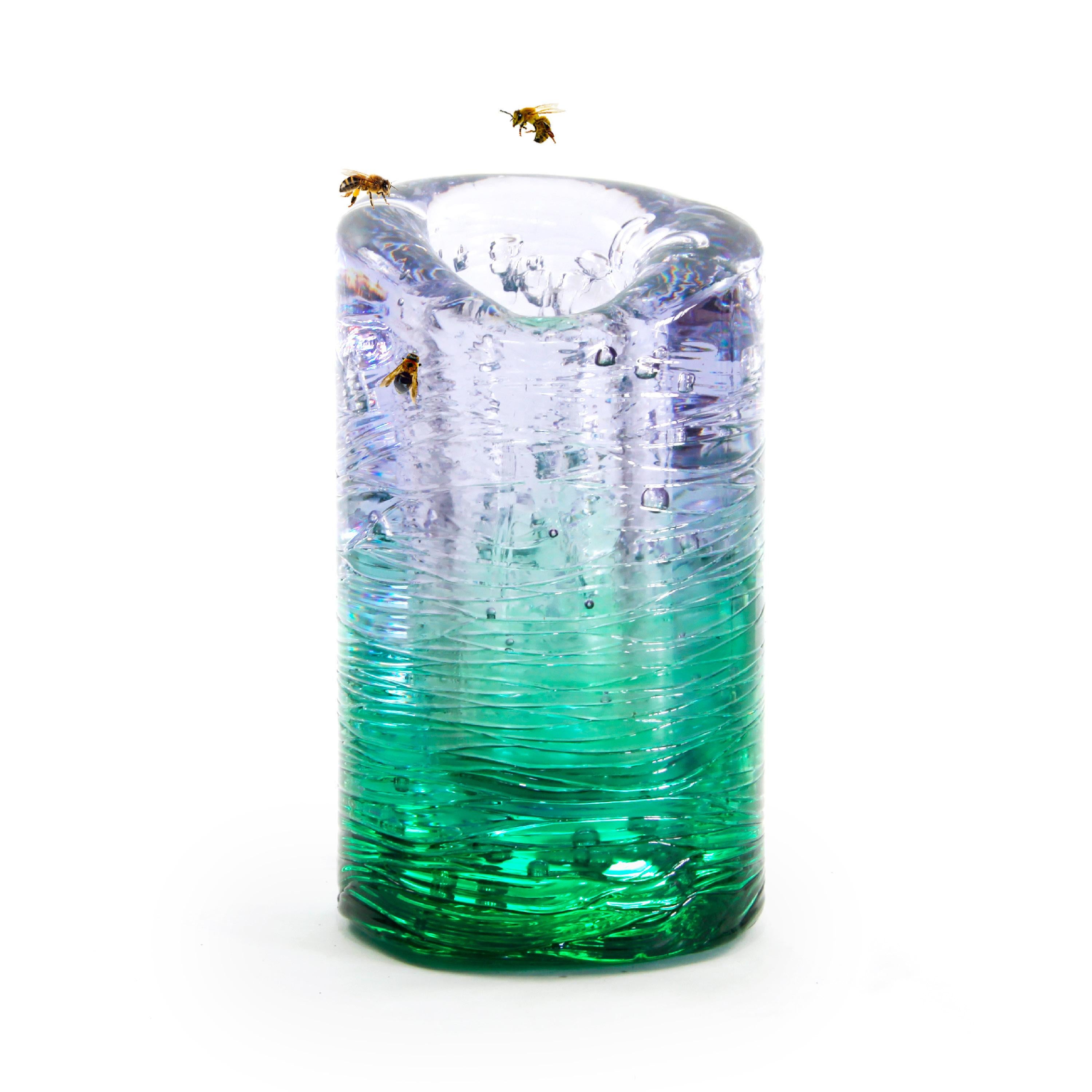 Resin Jungle Contemporary Vase, Small Bicolor Transparent and Green by Jacopo Foggini For Sale