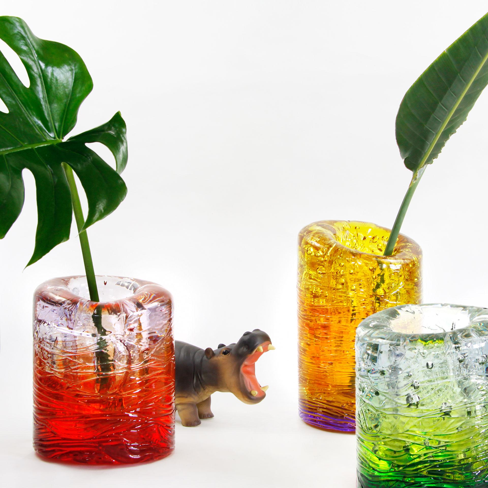Zeitgenössische Dschungelvase, Bicolor Transparent und Rot von Jacopo Foggini (Moderne) im Angebot