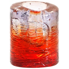 Vase contemporain Jungle:: petit bicolore transparent et rouge par Jacopo Foggini